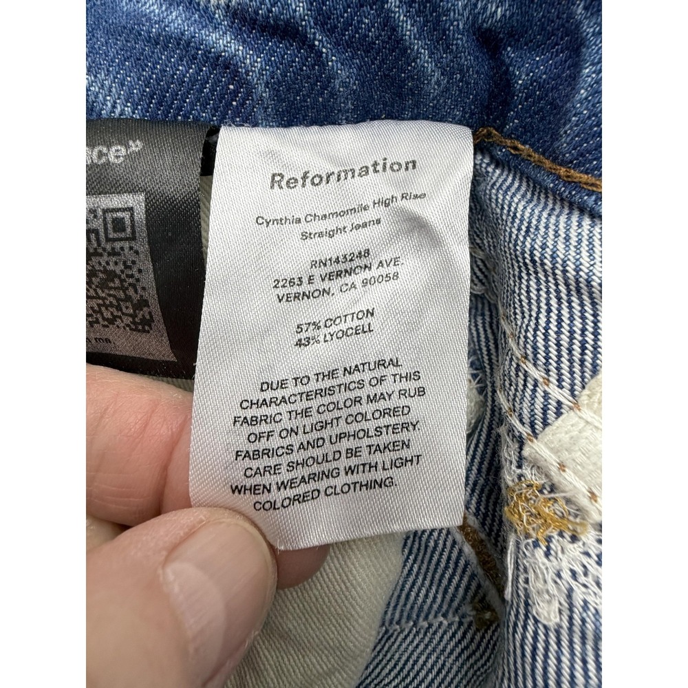 Reformation Cynthia Chamomile High Rise Straight Jeans Womens 26 Blue Floral - Picture 11 of 16
